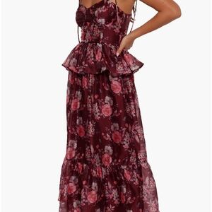 Petal & Pup Mazy Floral Peplum Tiered Maxi Dress